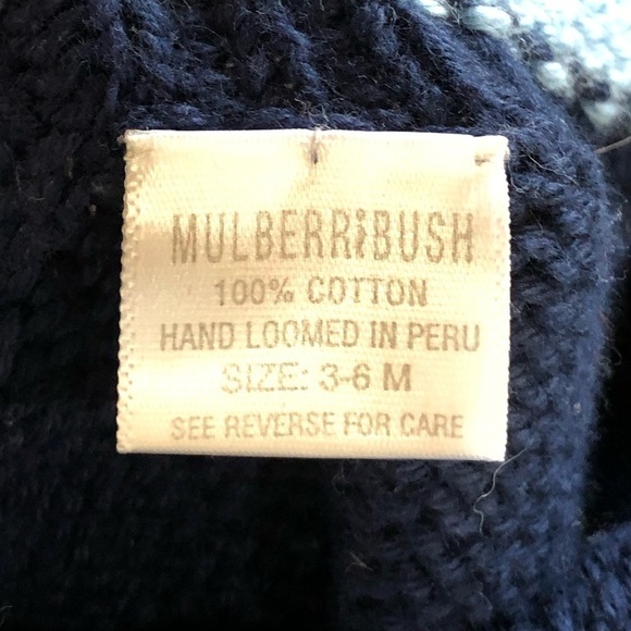 Mulberribush Blue Snowman Stripe Hand Crafted Crewneck Sweater 3-6M - Picture 3 of 3